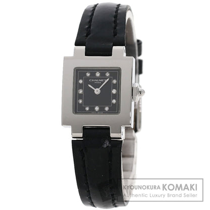 Chaumet Style Calendar 12P Diamond Watches Stainless Steel/Leather Ladies