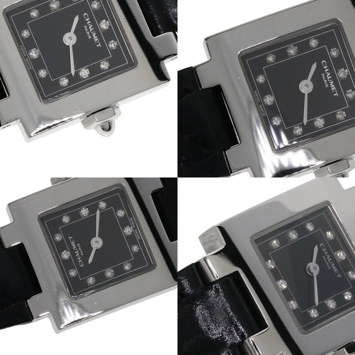 Chaumet Style Calendar 12P Diamond Watches Stainless Steel/Leather Ladies