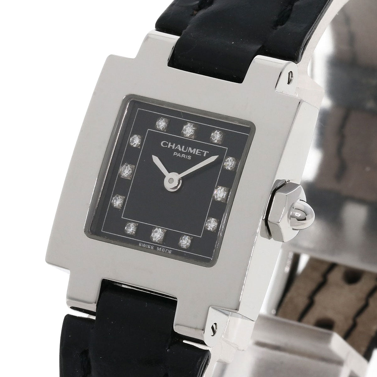Chaumet Style Calendar 12P Diamond Watches Stainless Steel/Leather Ladies