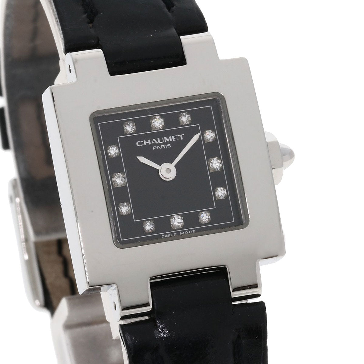 Chaumet Style Calendar 12P Diamond Watches Stainless Steel/Leather Ladies
