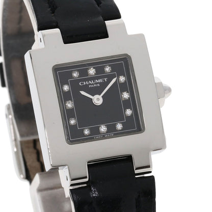 Chaumet Style Calendar 12P Diamond Watches Stainless Steel/Leather Ladies