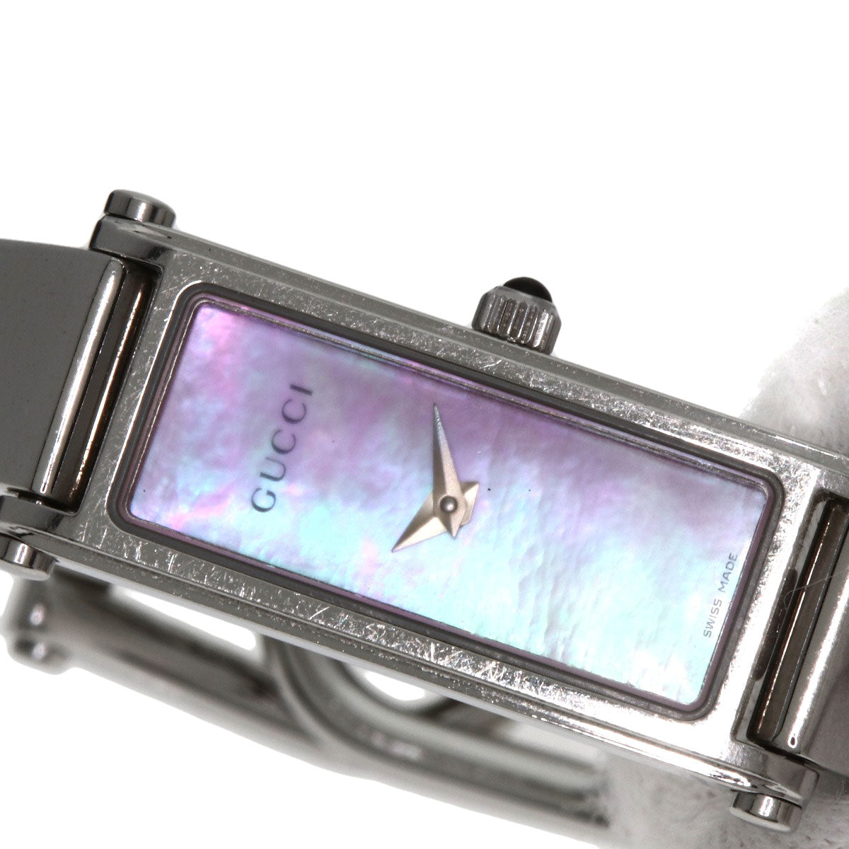 GUCCI Square Face Bangle with Pink Shell Watches 1500L Stainless Steel/Stainless Steel Ladies