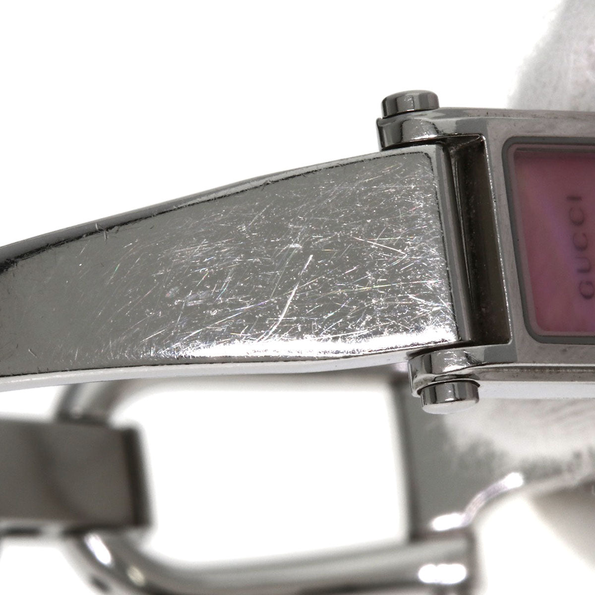 GUCCI Square Face Bangle with Pink Shell Watches 1500L Stainless Steel/Stainless Steel Ladies