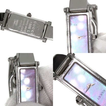 GUCCI Square Face Bangle with Pink Shell Watches 1500L Stainless Steel/Stainless Steel Ladies
