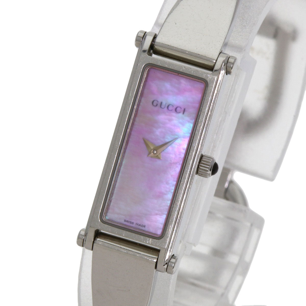 GUCCI Square Face Bangle with Pink Shell Watches 1500L Stainless Steel/Stainless Steel Ladies