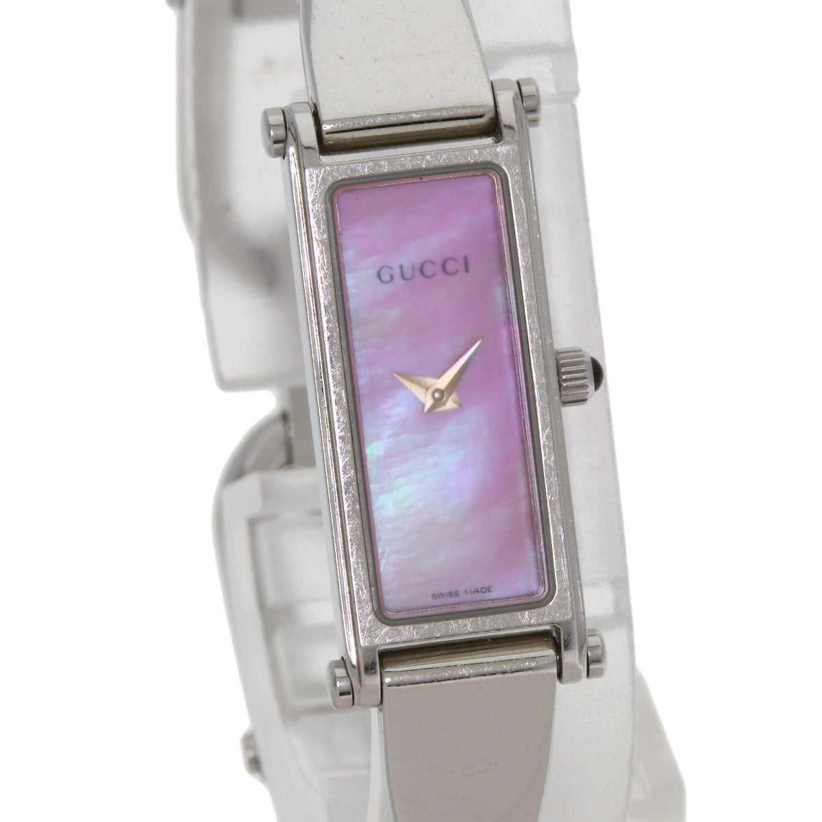 GUCCI Square Face Bangle with Pink Shell Watches 1500L Stainless Steel/Stainless Steel Ladies