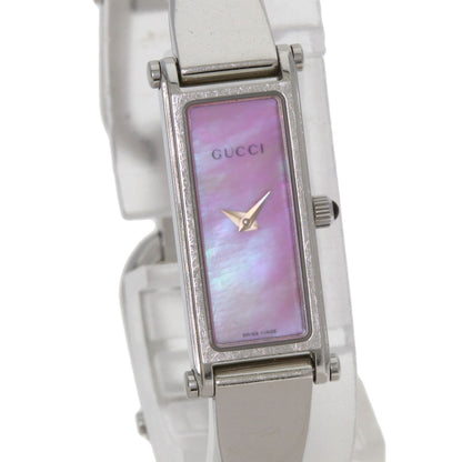 GUCCI Square Face Bangle with Pink Shell Watches 1500L Stainless Steel/Stainless Steel Ladies