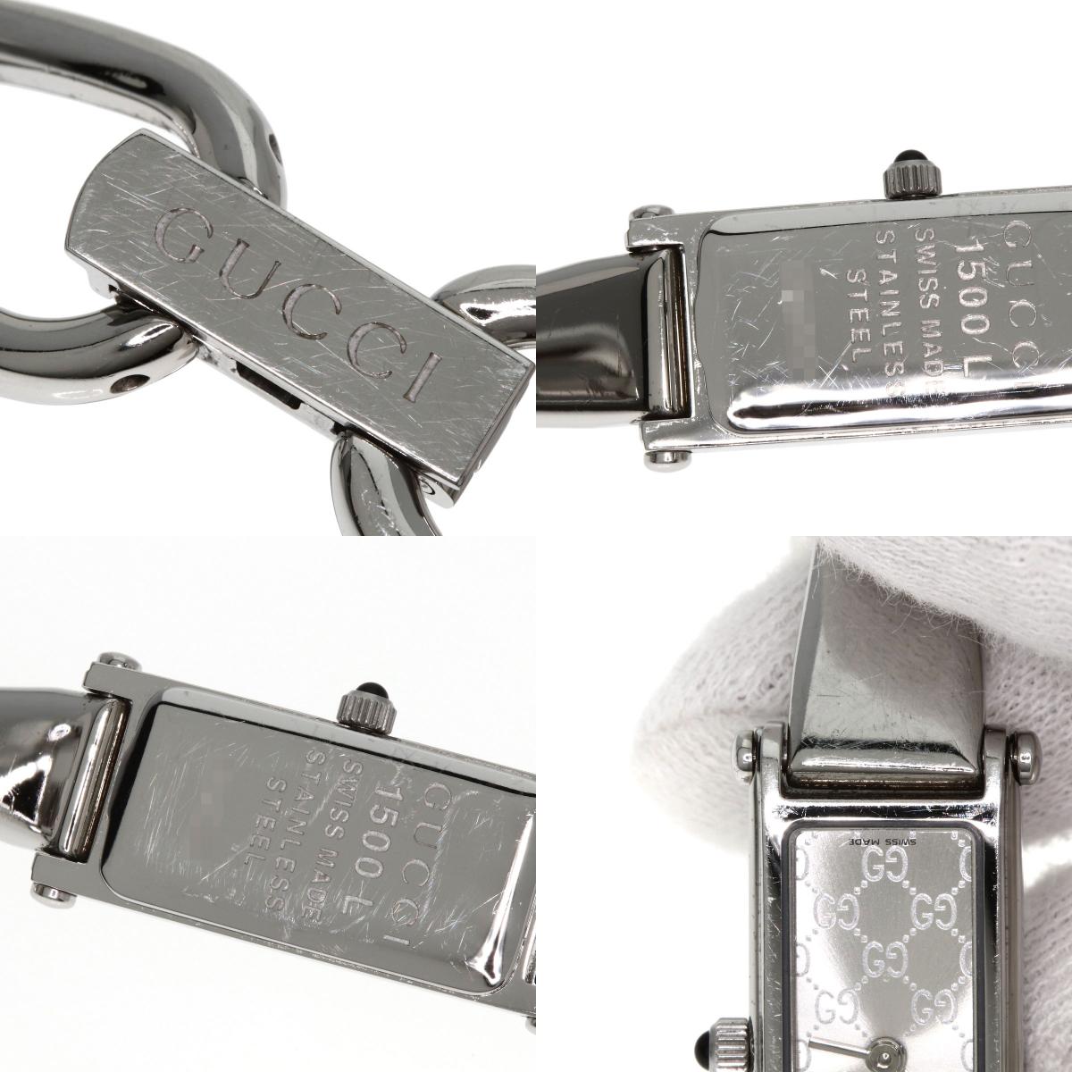 GUCCI GG square face bangle Watches 1500L Stainless Steel/Stainless Steel Ladies