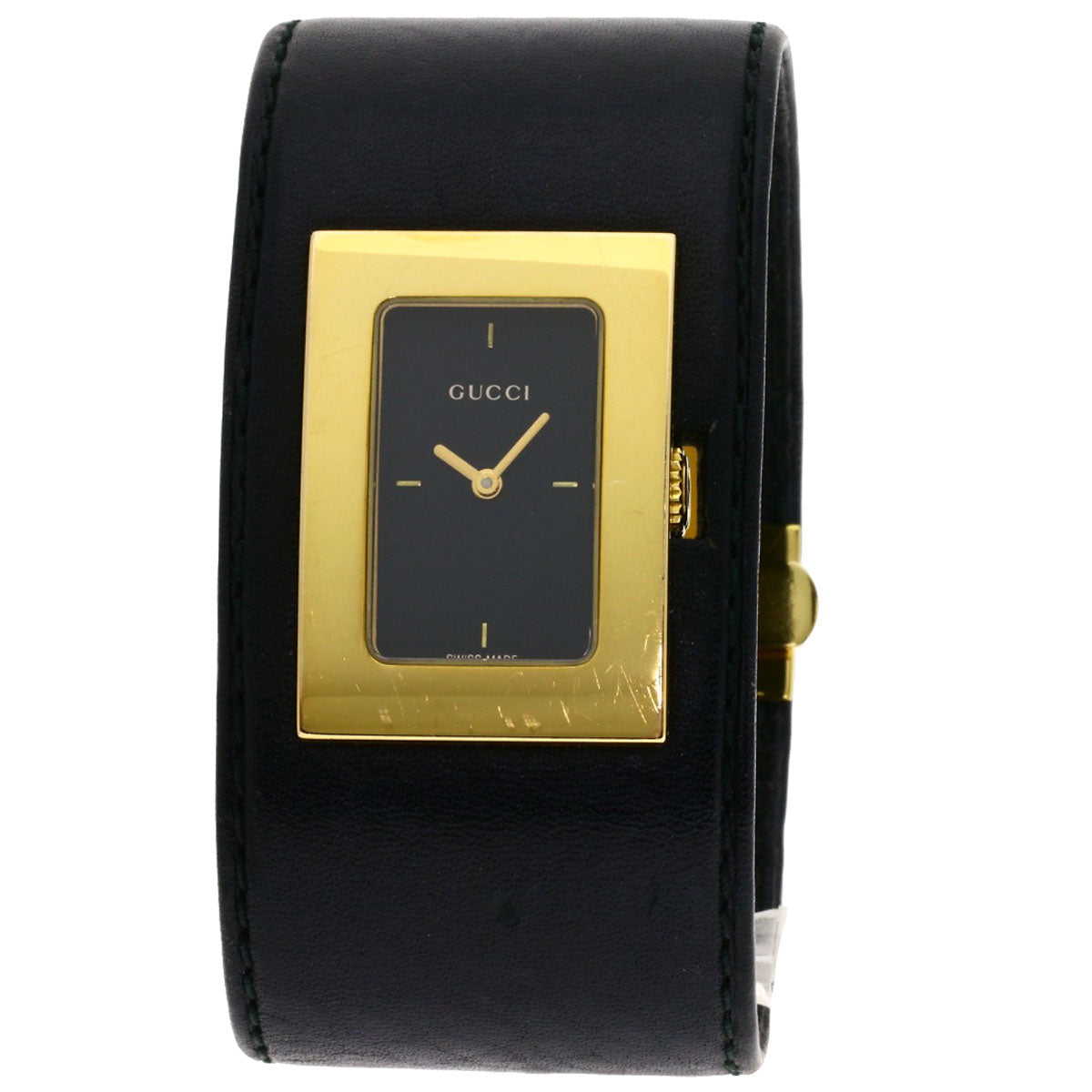 GUCCI Square face Watches 7800L Gold Plated/Leather Ladies