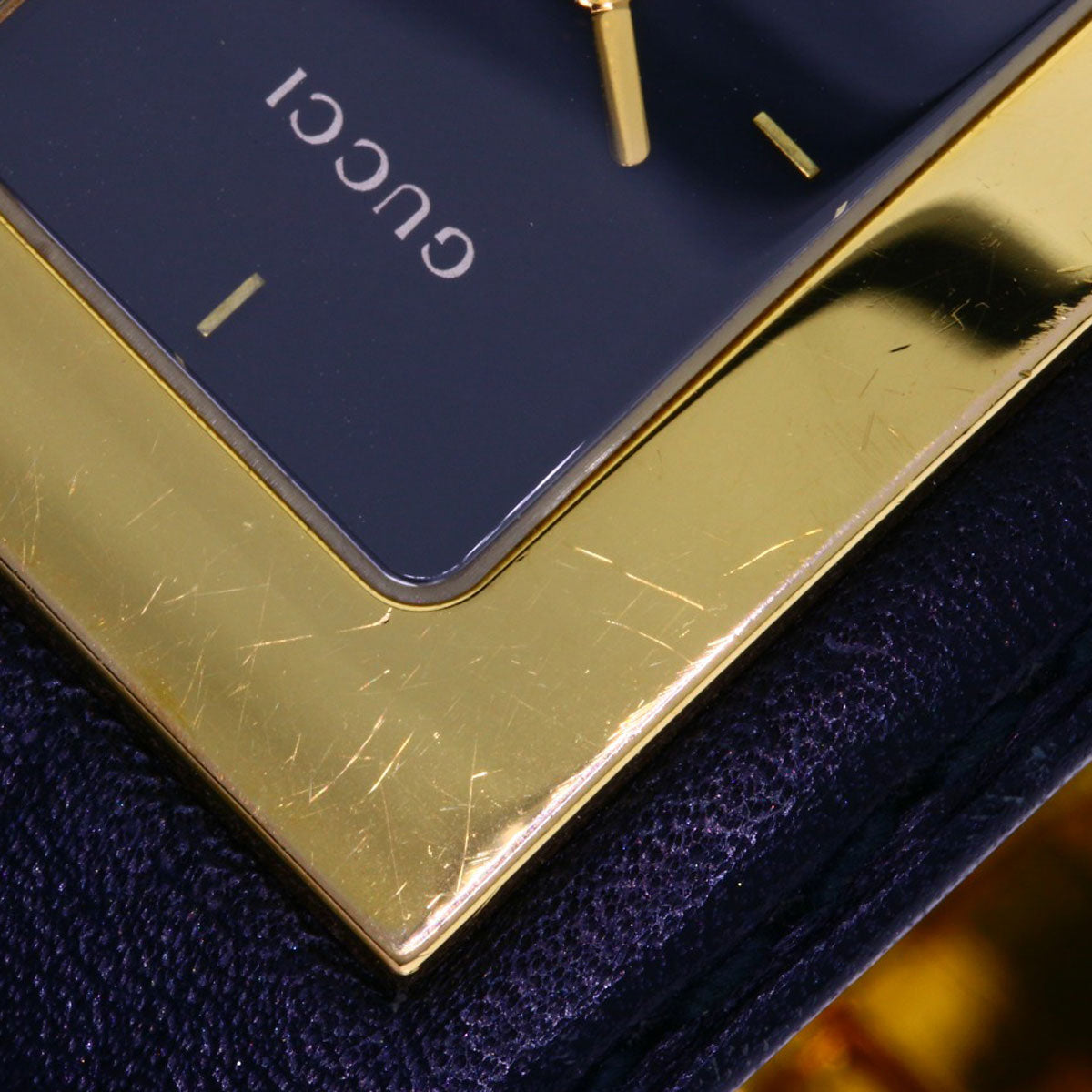 GUCCI Square face Watches 7800L Gold Plated/Leather Ladies