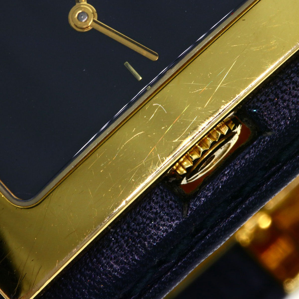 GUCCI Square face Watches 7800L Gold Plated/Leather Ladies