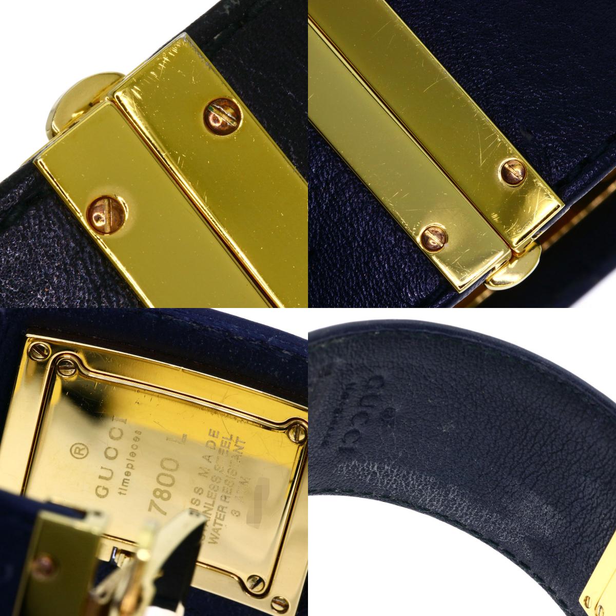 GUCCI Square face Watches 7800L Gold Plated/Leather Ladies