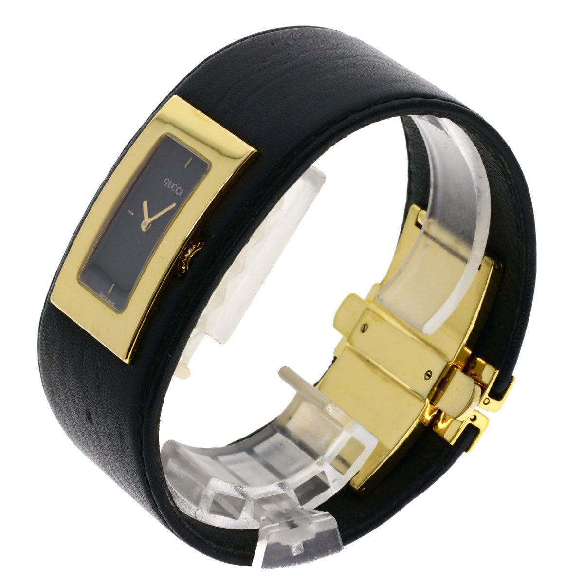 GUCCI Square face Watches 7800L Gold Plated/Leather Ladies