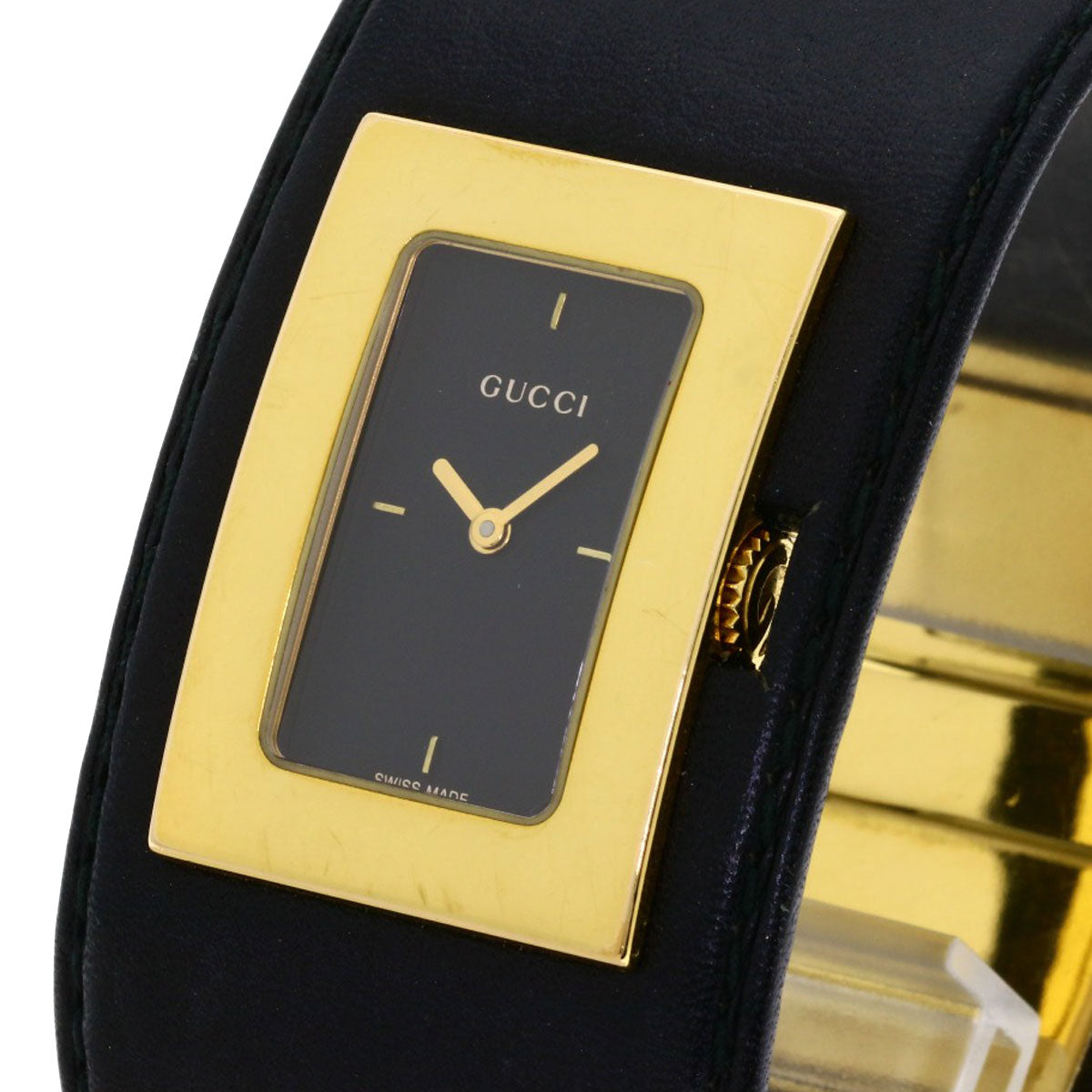 GUCCI Square face Watches 7800L Gold Plated/Leather Ladies