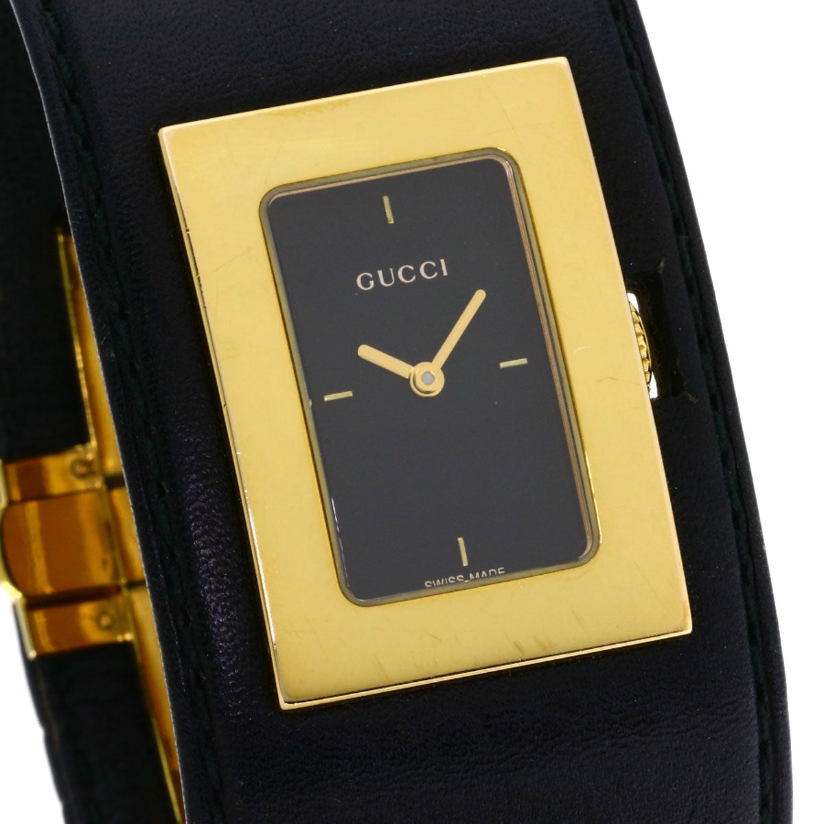 GUCCI Square face Watches 7800L Gold Plated/Leather Ladies