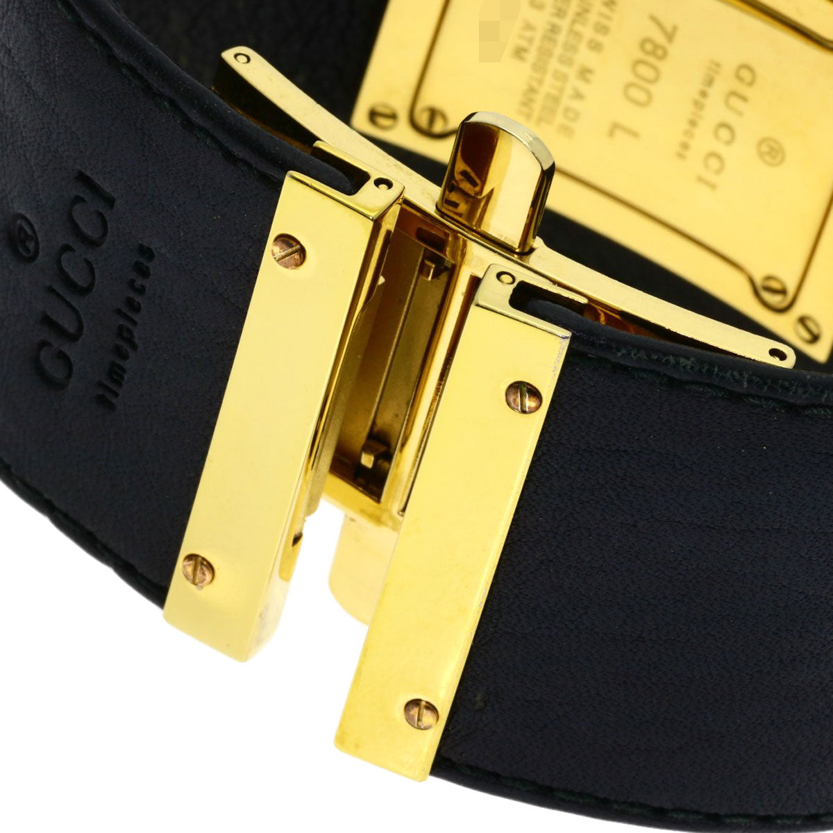 GUCCI Square face Watches 7800L Gold Plated/Leather Ladies