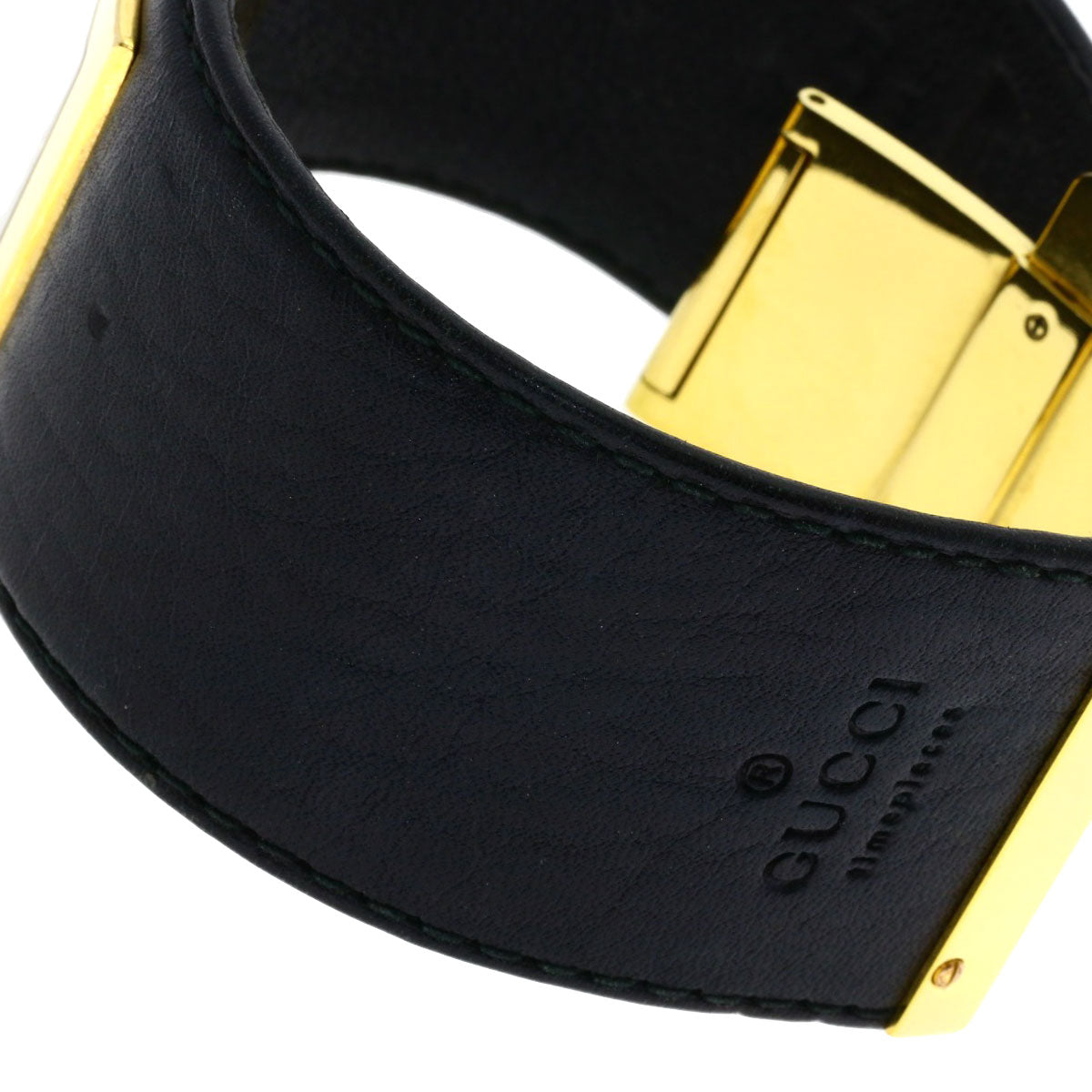 GUCCI Square face Watches 7800L Gold Plated/Leather Ladies