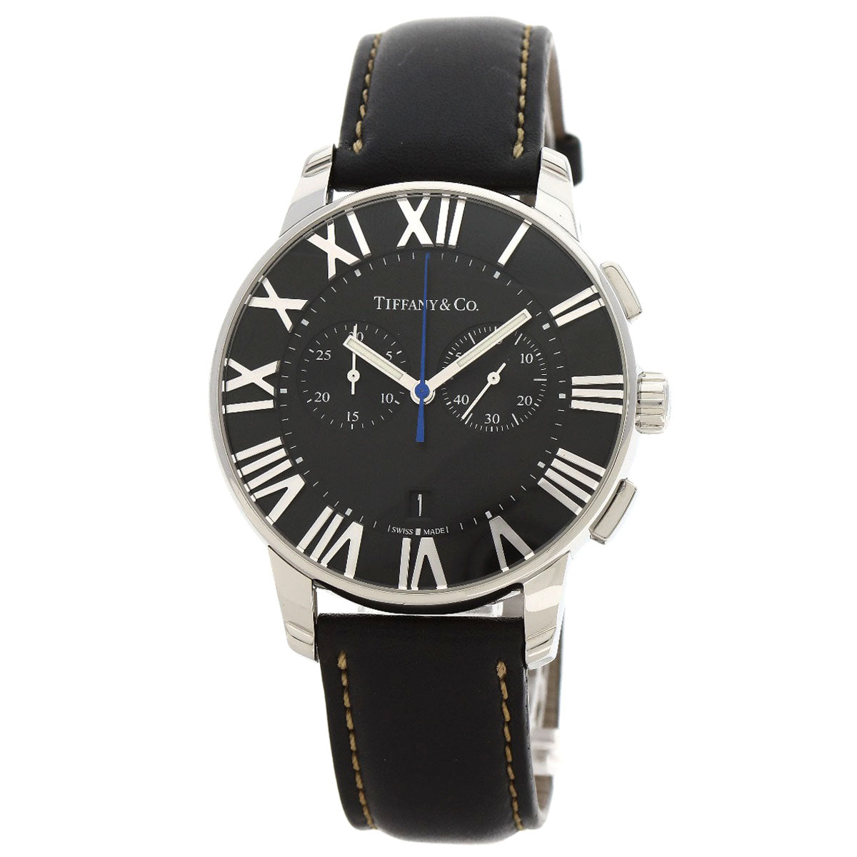 TIFFANY&Co. Atlas Dome Chronograph Watches Stainless Steel/Leather mens
