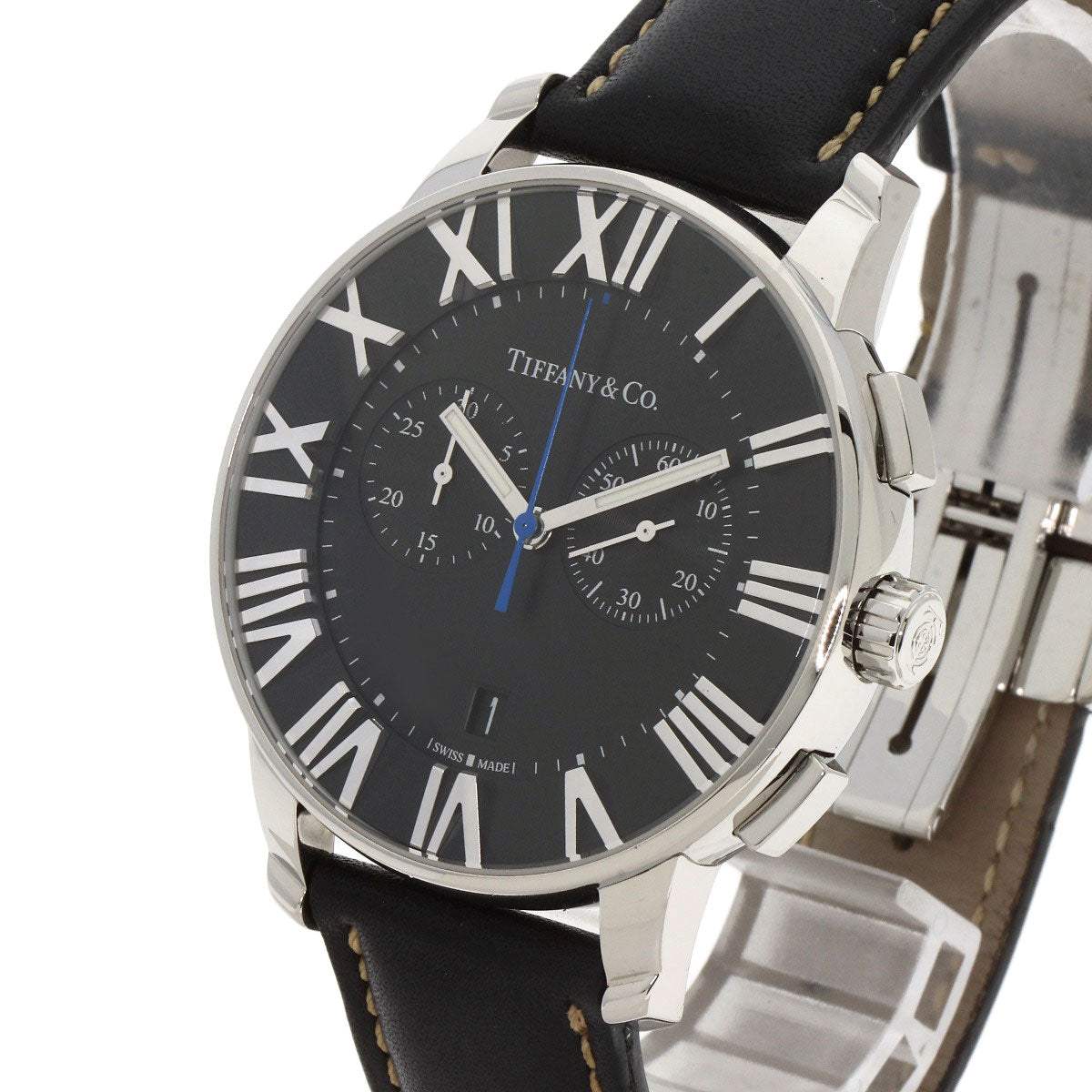 TIFFANY&Co. Atlas Dome Chronograph Watches Stainless Steel/Leather mens