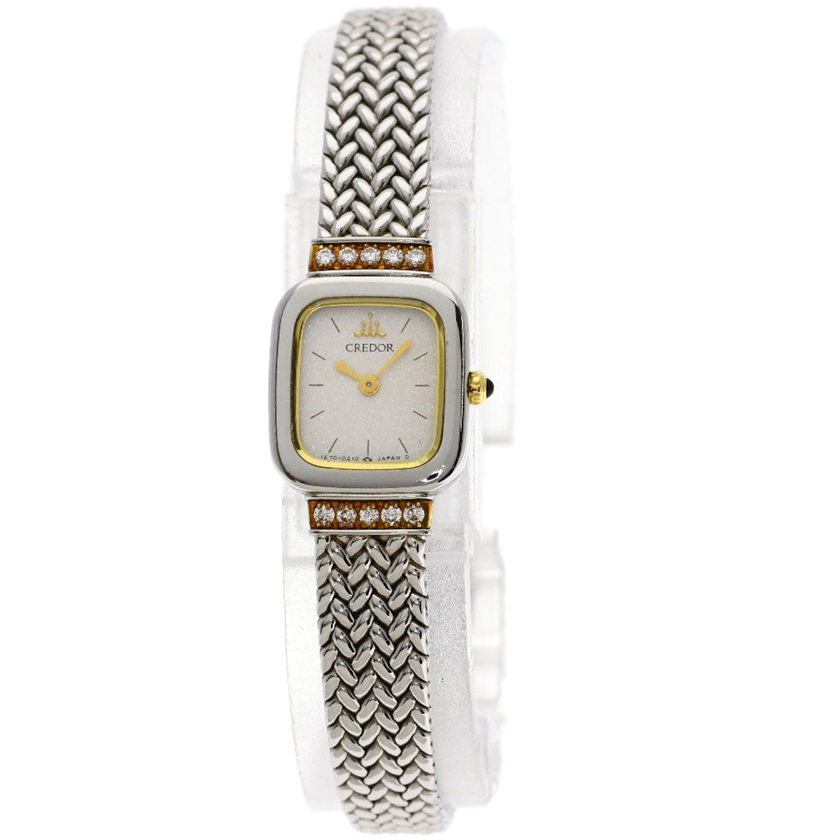 SEIKO CREDOR Square Face Diamond Watches 1E70-5130 Stainless Steel/SSxK18YG Ladies