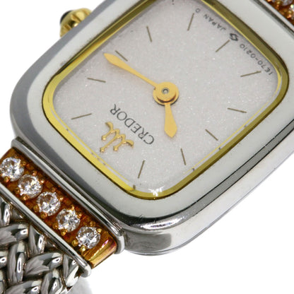 SEIKO CREDOR Square Face Diamond Watches 1E70-5130 Stainless Steel/SSxK18YG Ladies