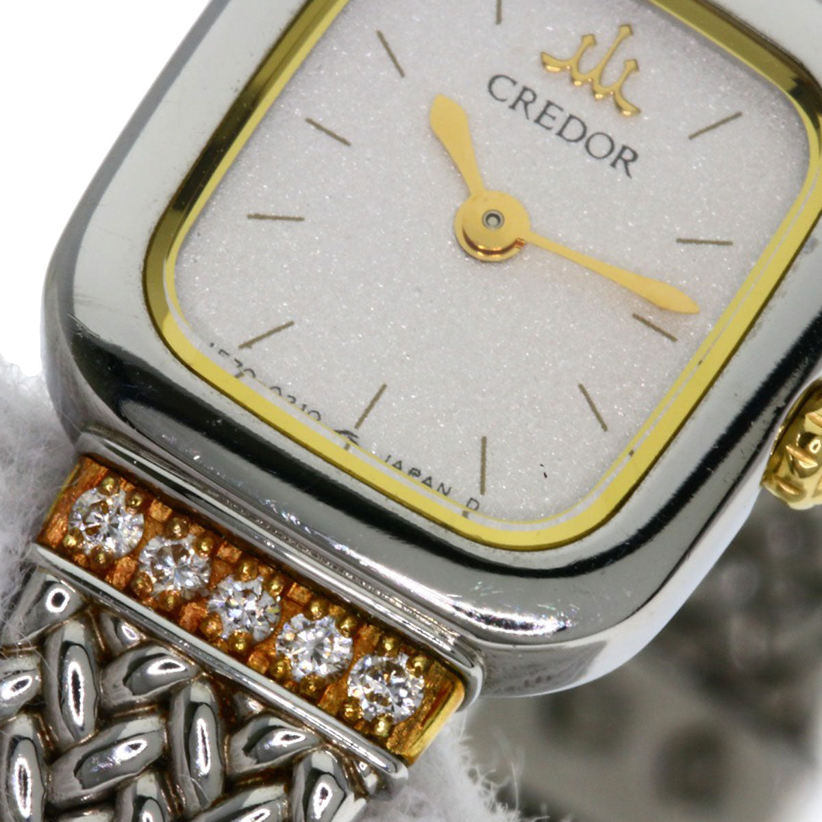 SEIKO CREDOR Square Face Diamond Watches 1E70-5130 Stainless Steel/SSxK18YG Ladies