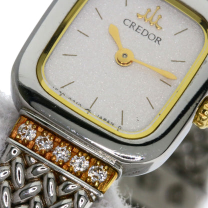 SEIKO CREDOR Square Face Diamond Watches 1E70-5130 Stainless Steel/SSxK18YG Ladies