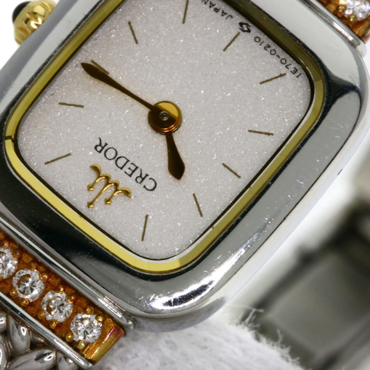 SEIKO CREDOR Square Face Diamond Watches 1E70-5130 Stainless Steel/SSxK18YG Ladies