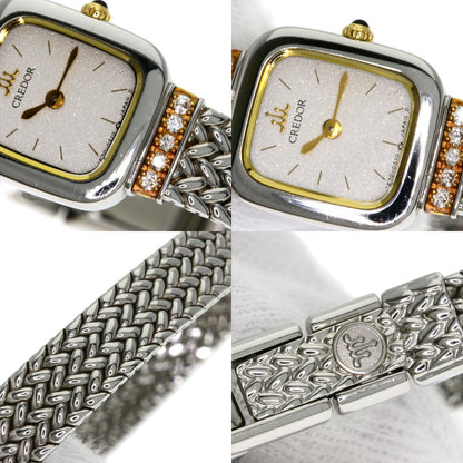 SEIKO CREDOR Square Face Diamond Watches 1E70-5130 Stainless Steel/SSxK18YG Ladies