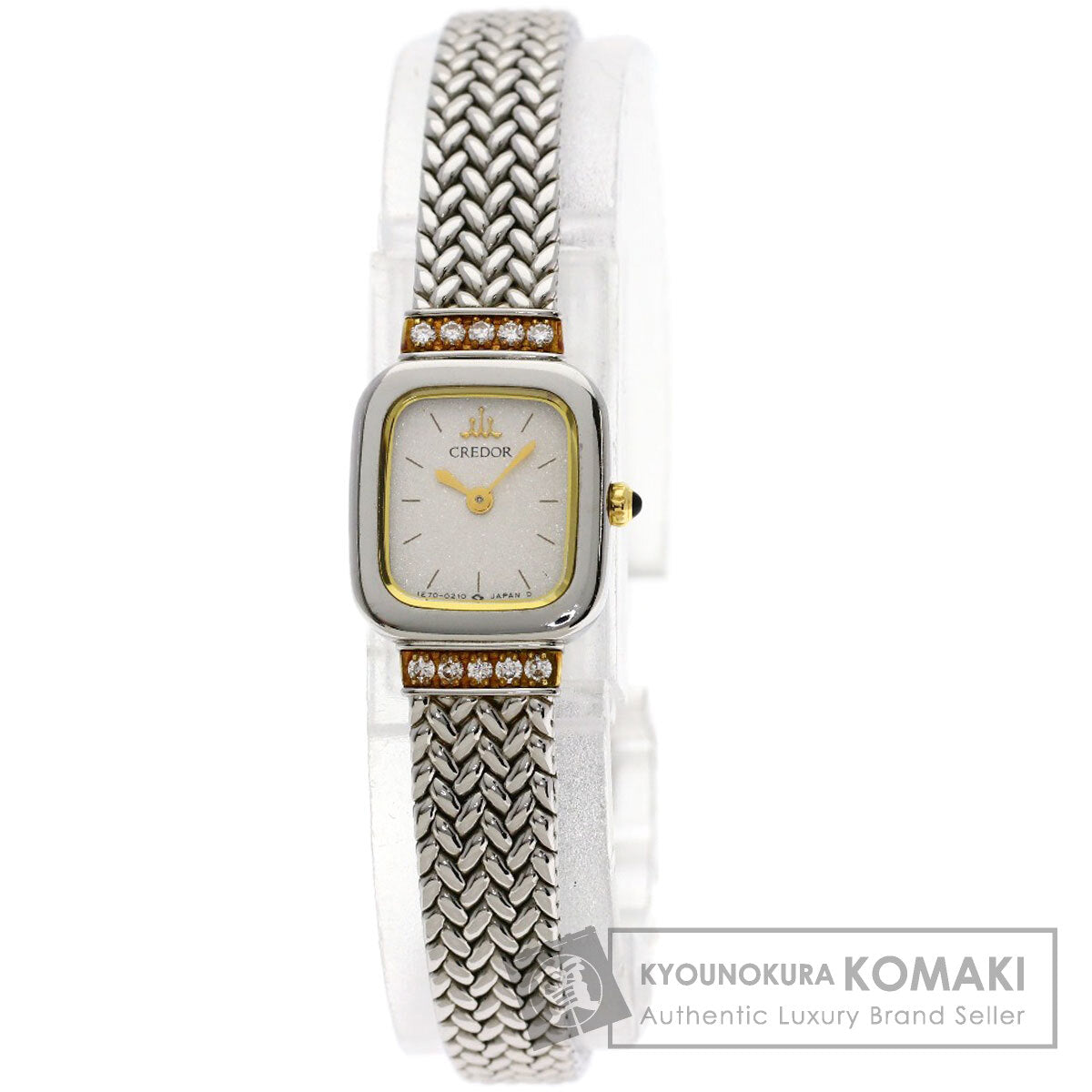 SEIKO CREDOR Square Face Diamond Watches 1E70-5130 Stainless Steel/SSxK18YG Ladies