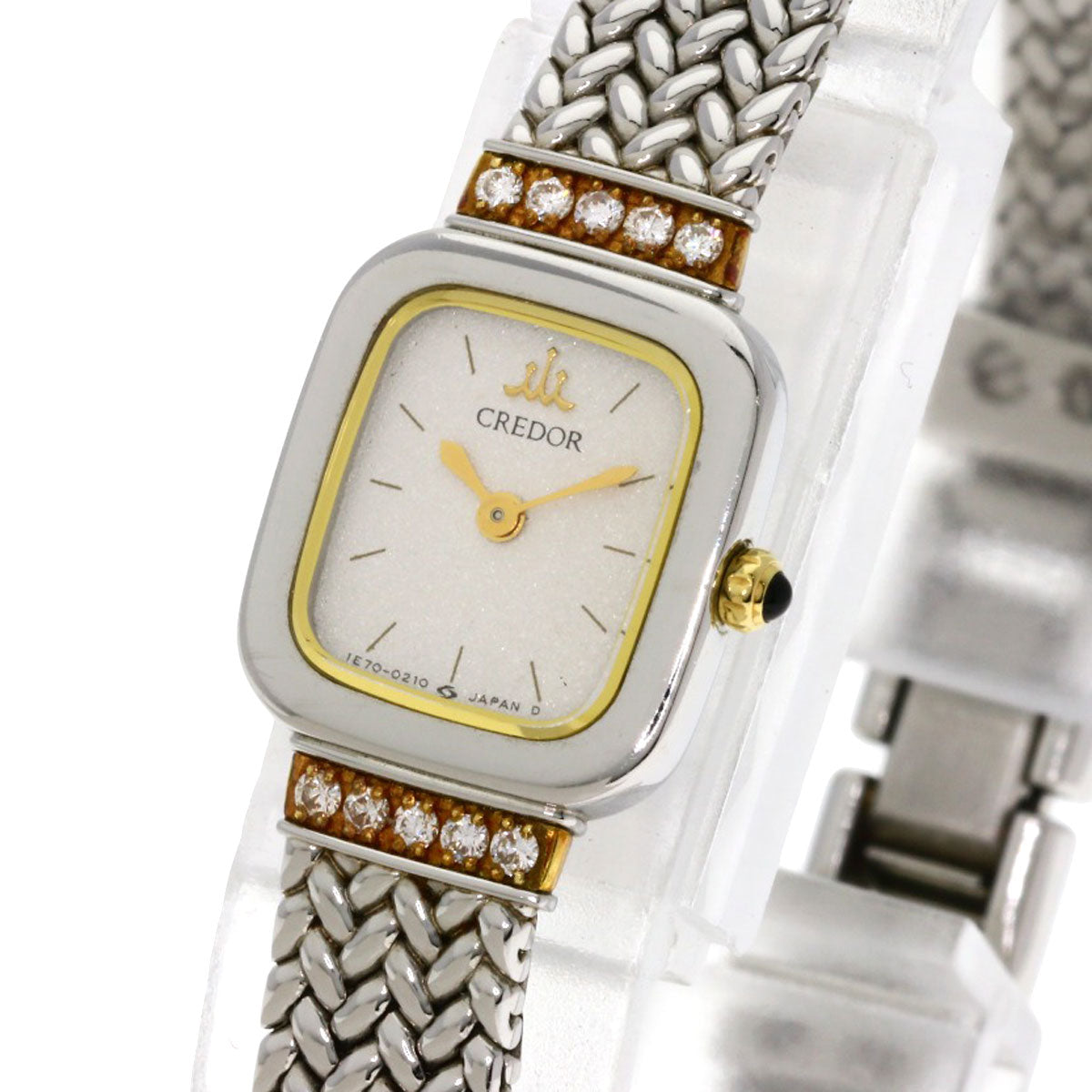 SEIKO CREDOR Square Face Diamond Watches 1E70-5130 Stainless Steel/SSxK18YG Ladies