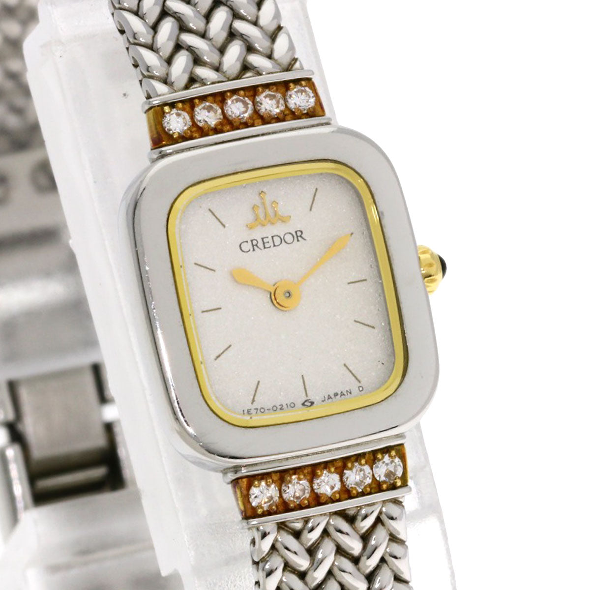 SEIKO CREDOR Square Face Diamond Watches 1E70-5130 Stainless Steel/SSxK18YG Ladies