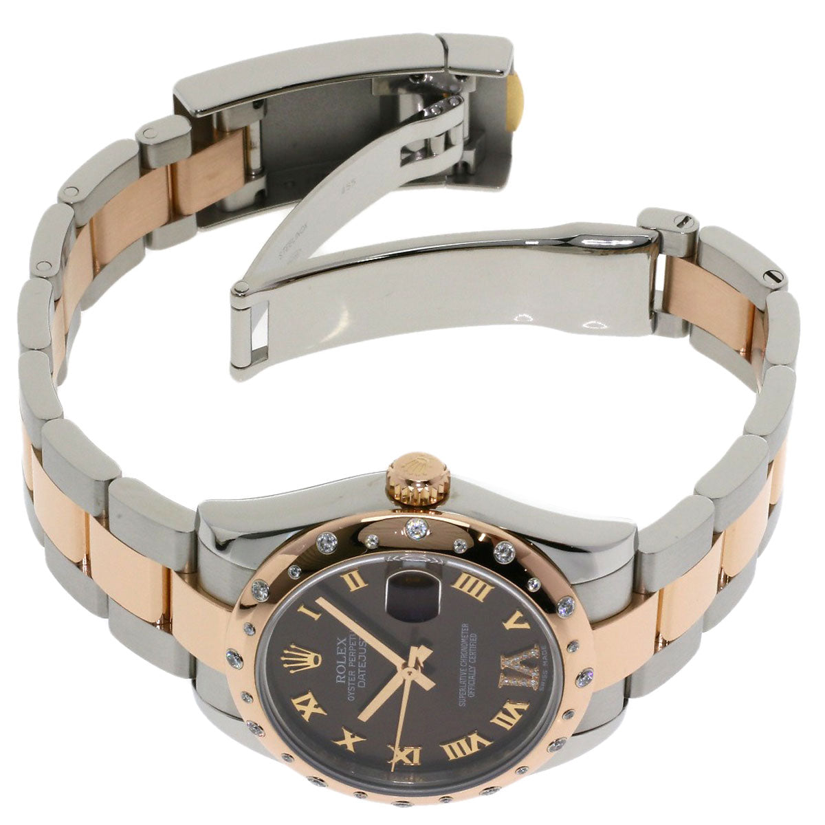 ROLEX Datejust 31 Chocolate Dial VI Diamond Watches 178341 Stainless Steel/SSxEver Rose Goal Boys