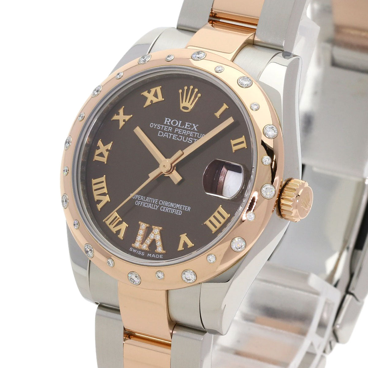 ROLEX Datejust 31 Chocolate Dial VI Diamond Watches 178341 Stainless Steel/SSxEver Rose Goal Boys