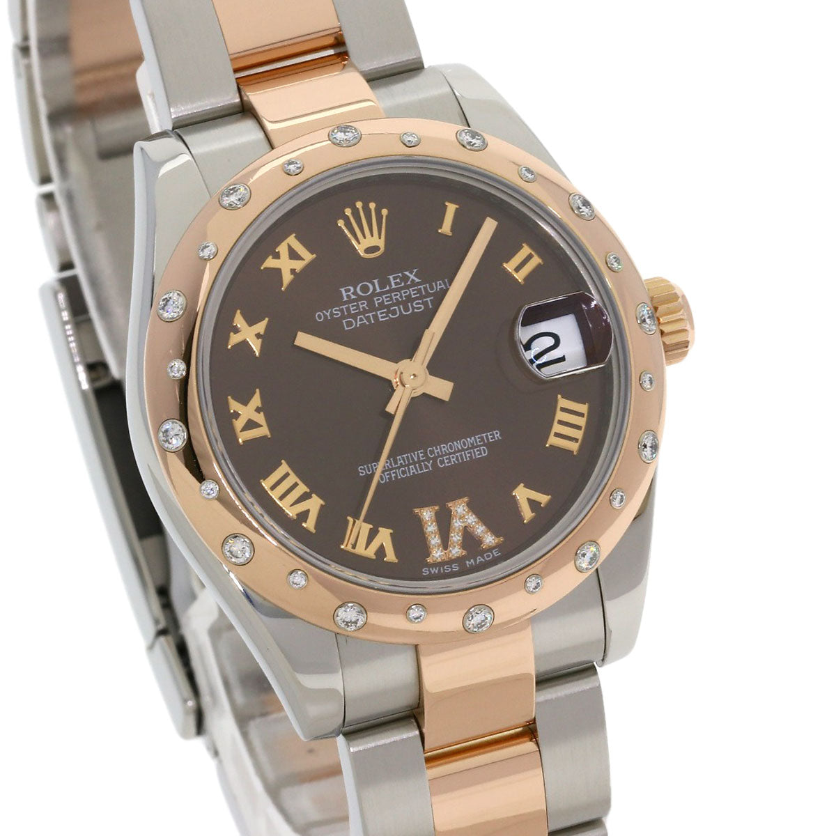 ROLEX Datejust 31 Chocolate Dial VI Diamond Watches 178341 Stainless Steel/SSxEver Rose Goal Boys