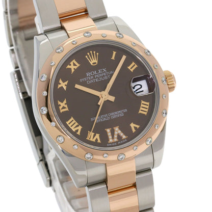 ROLEX Datejust 31 Chocolate Dial VI Diamond Watches 178341 Stainless Steel/SSxEver Rose Goal Boys