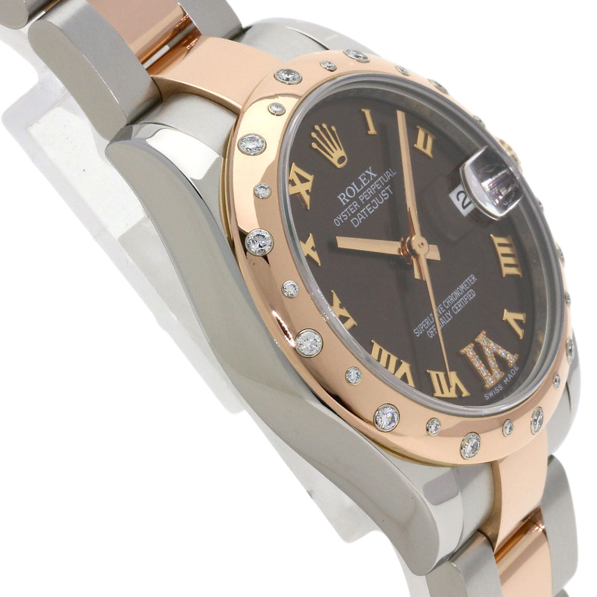 ROLEX Datejust 31 Chocolate Dial VI Diamond Watches 178341 Stainless Steel/SSxEver Rose Goal Boys