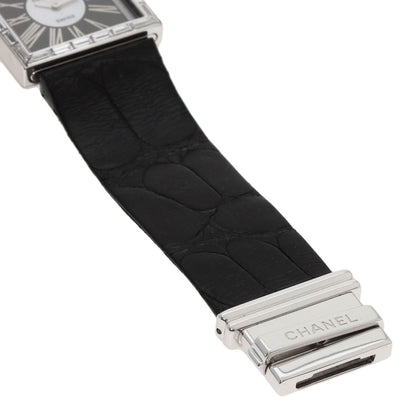 CHANEL Mademoiselle DiamondBezel Watches H0106 K18 White Gold/Leather Ladies