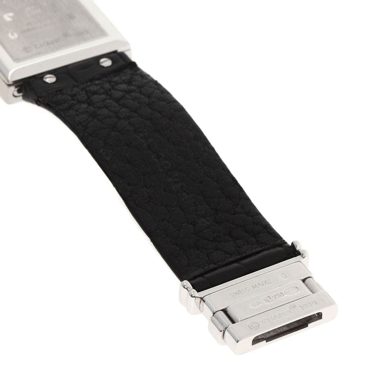 CHANEL Mademoiselle DiamondBezel Watches H0106 K18 White Gold/Leather Ladies