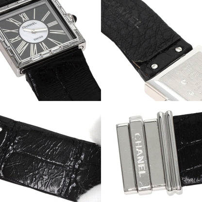 CHANEL Mademoiselle DiamondBezel Watches H0106 K18 White Gold/Leather Ladies