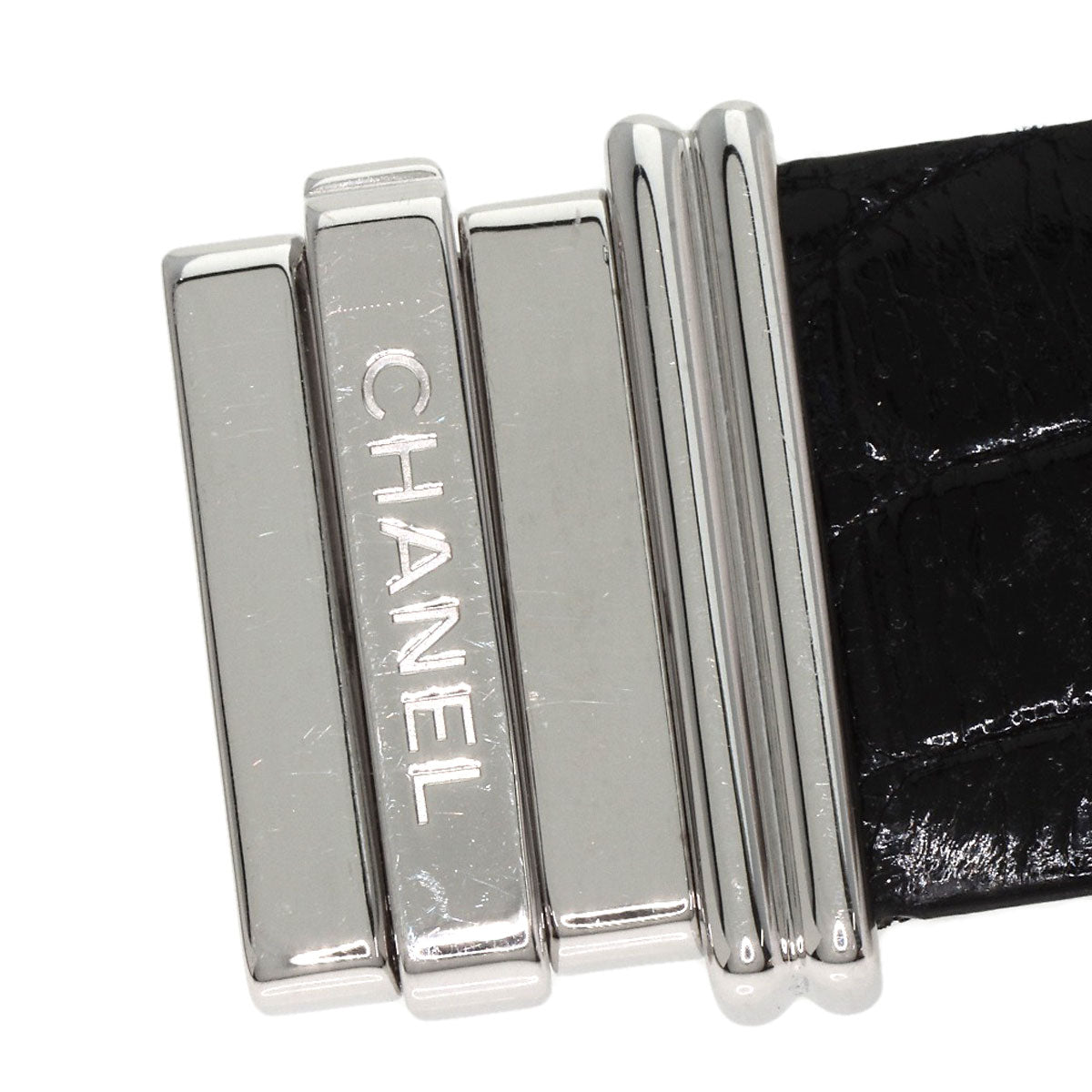 CHANEL Mademoiselle DiamondBezel Watches H0106 K18 White Gold/Leather Ladies