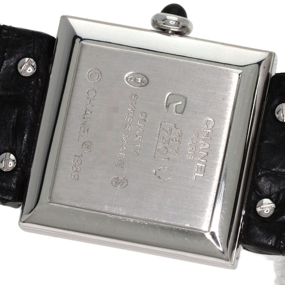 CHANEL Mademoiselle DiamondBezel Watches H0106 K18 White Gold/Leather Ladies