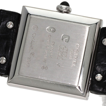 CHANEL Mademoiselle DiamondBezel Watches H0106 K18 White Gold/Leather Ladies