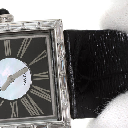 CHANEL Mademoiselle DiamondBezel Watches H0106 K18 White Gold/Leather Ladies