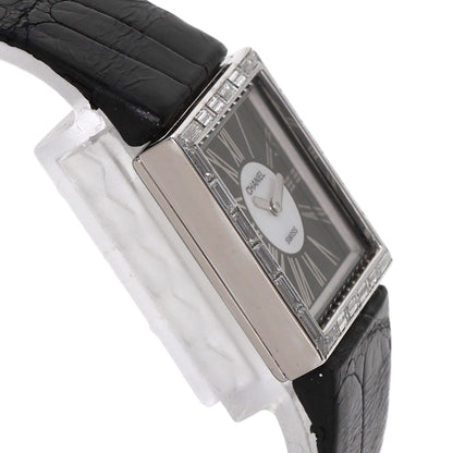 CHANEL Mademoiselle DiamondBezel Watches H0106 K18 White Gold/Leather Ladies