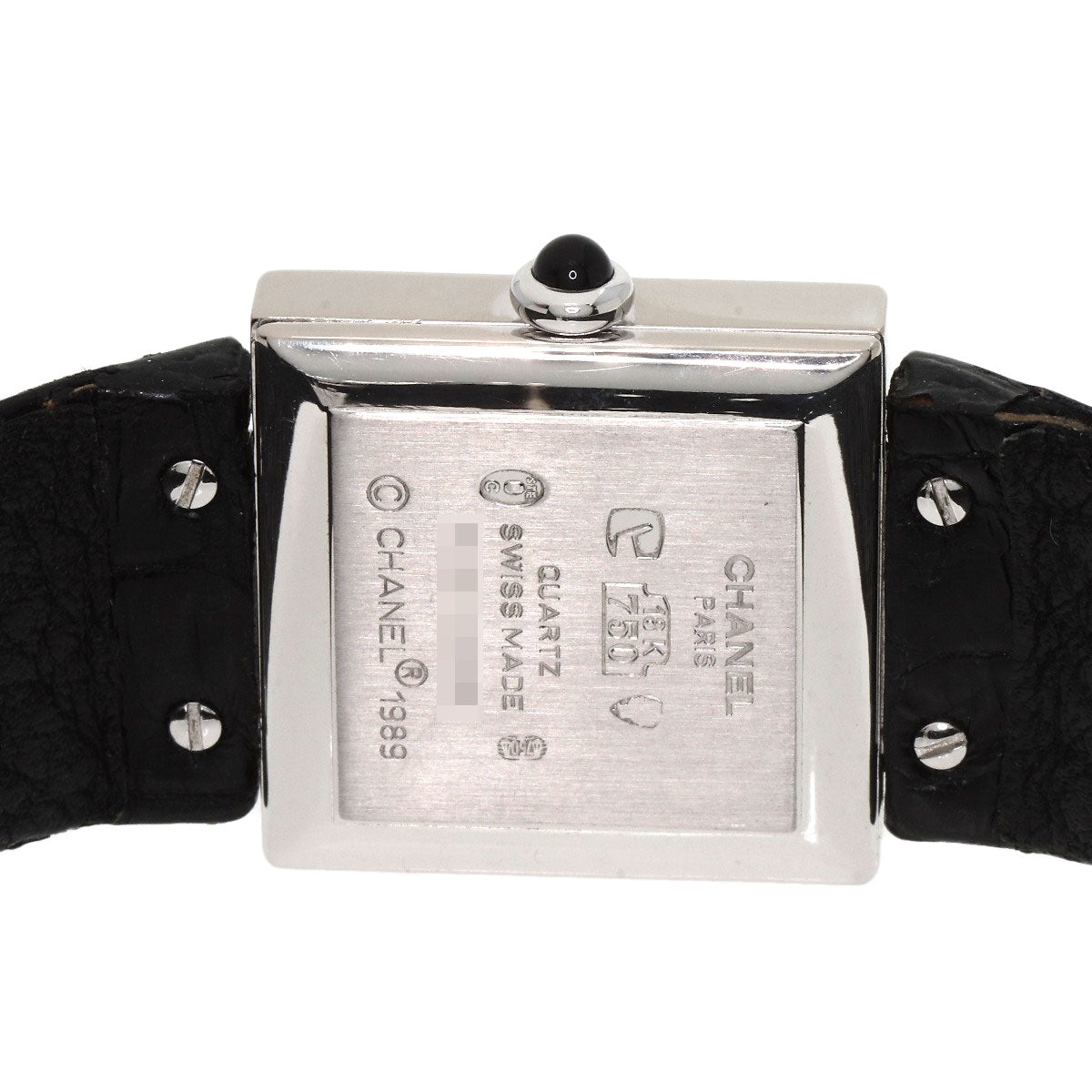 CHANEL Mademoiselle DiamondBezel Watches H0106 K18 White Gold/Leather Ladies