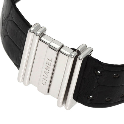 CHANEL Mademoiselle DiamondBezel Watches H0106 K18 White Gold/Leather Ladies