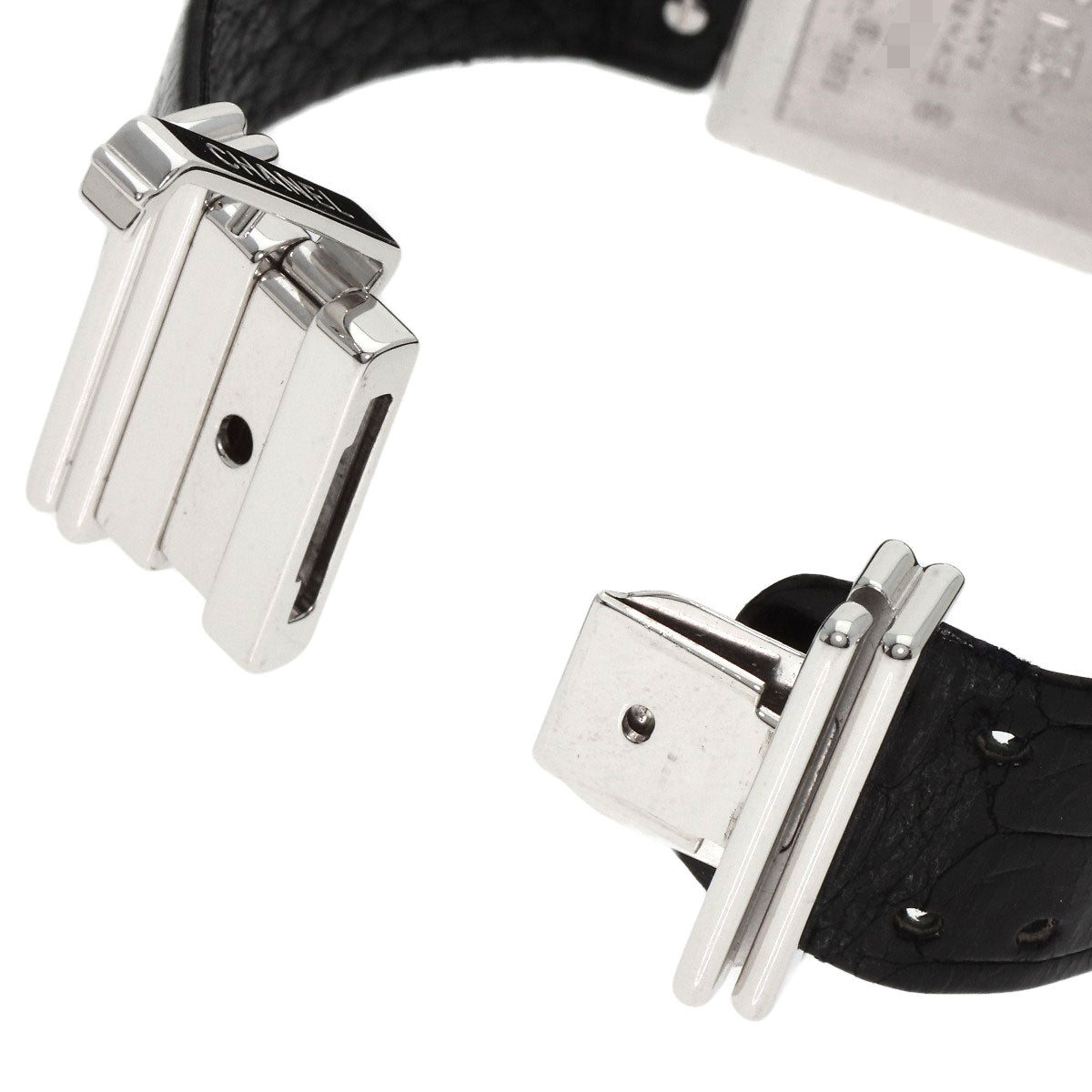 CHANEL Mademoiselle DiamondBezel Watches H0106 K18 White Gold/Leather Ladies