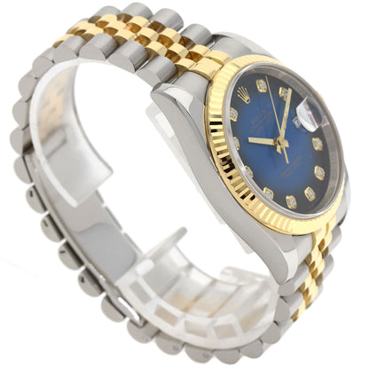 ROLEX Datejust 10P Diamond Blue Gradation Watches 116233G Stainless Steel/SSxK18YG mens