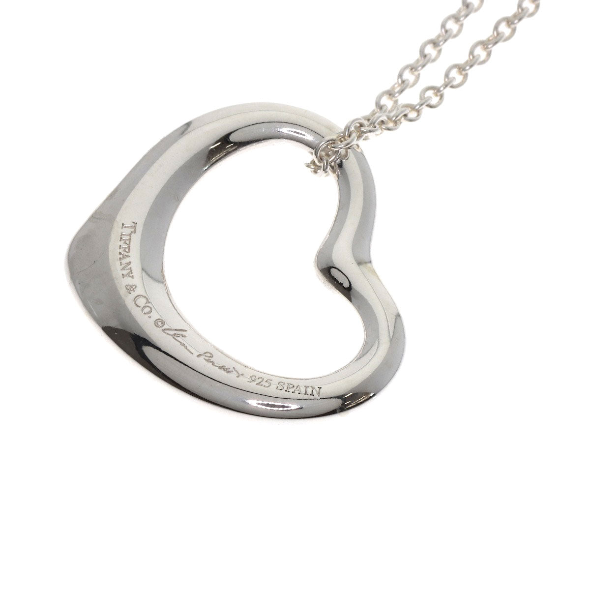 TIFFANY&Co. Open heart Necklace Silver Ladies [Used]